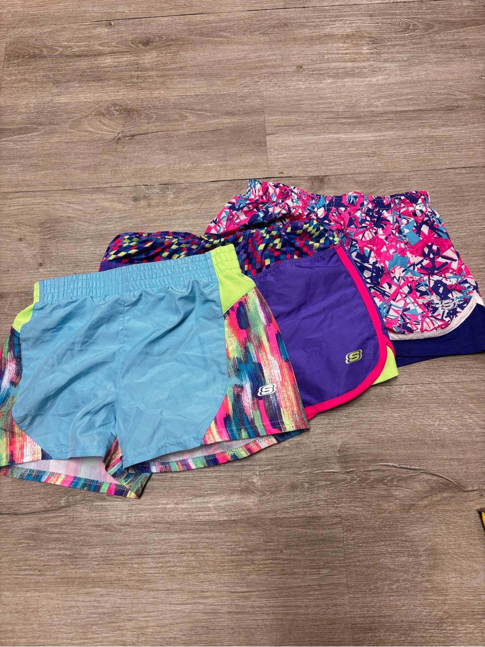 Sketchers Athletic Running Shorts Purple Pink Blue Bundle of 3 Size 7/8